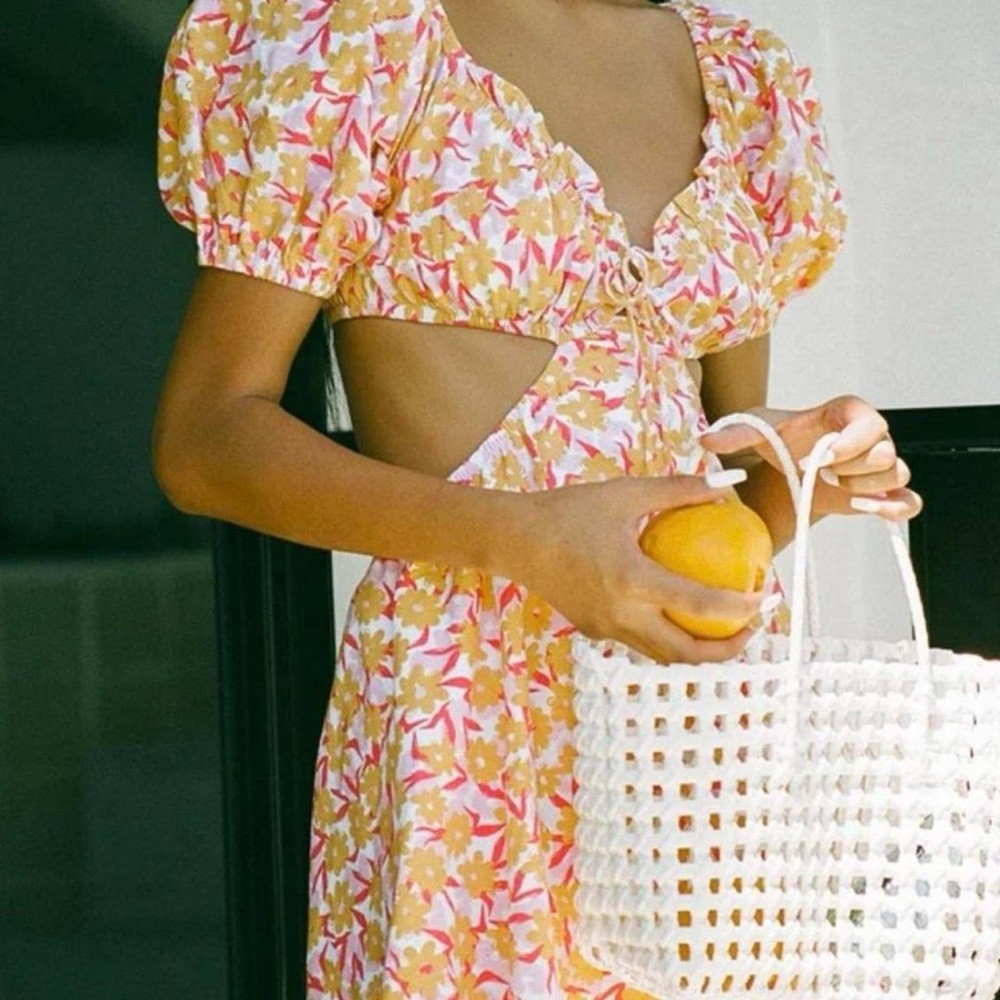 Sabo Skirt Floral Mini Dress - Pink and Yellow